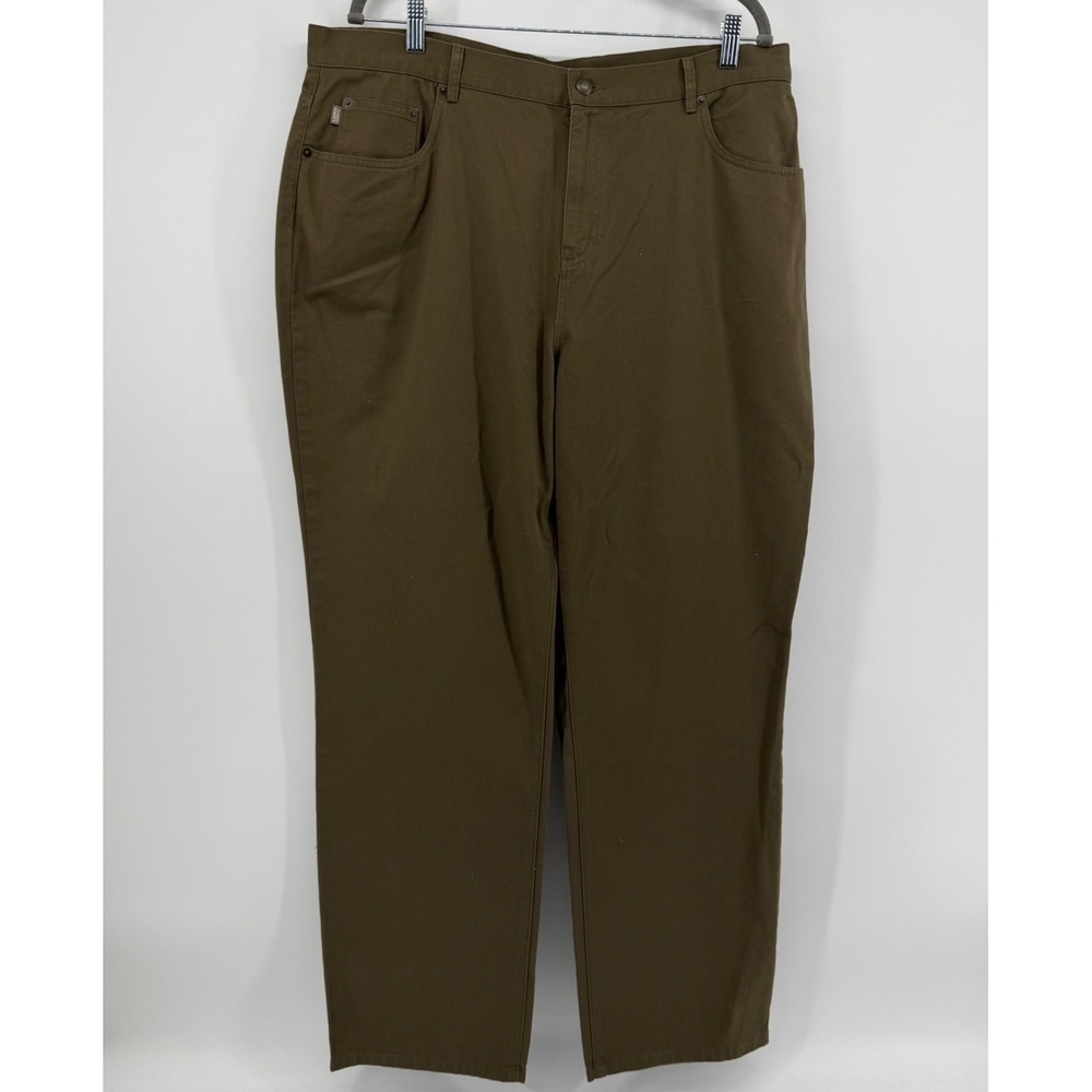 Lauren Ralph Lauren Pants Womens 16W Olive Green Straight Leg Cotton Twill High